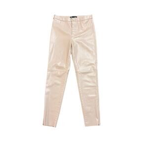 Zara Womens Taupe/Tan Faux Leather Moto Style Pants M